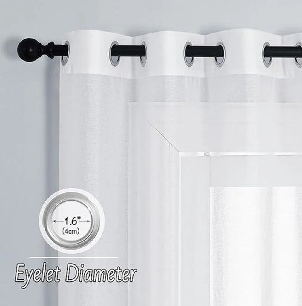 Rideau pour salon et chambre 160x140 cm - Voilage transparent fin lisse