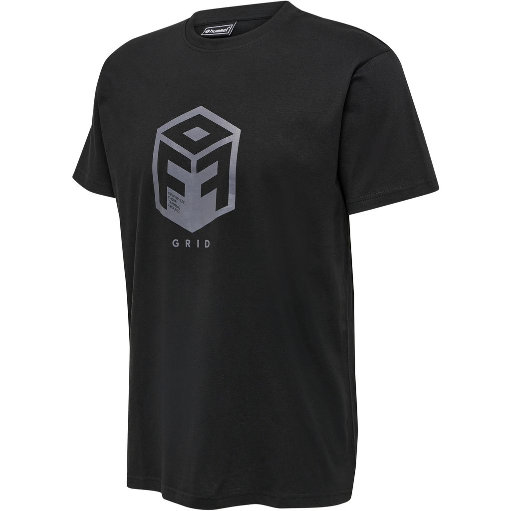 hummel hmlOFFGRID Baumwolle JERSEY S/S - JET BLACK/FORGED IRON - M
