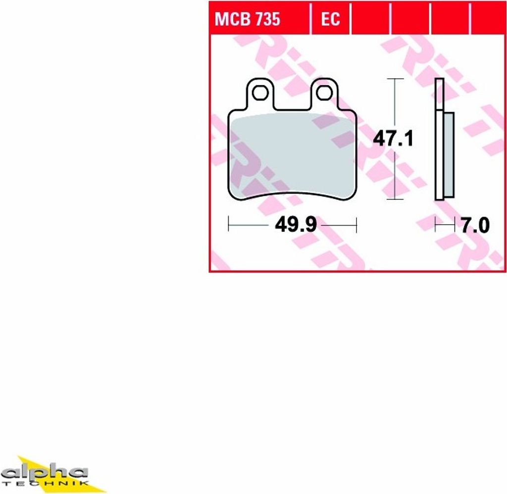 TRW Bremsbelagsatz MCB735 JetSet 50 TP Elyseo 150 G2A DT50X Produktbild 