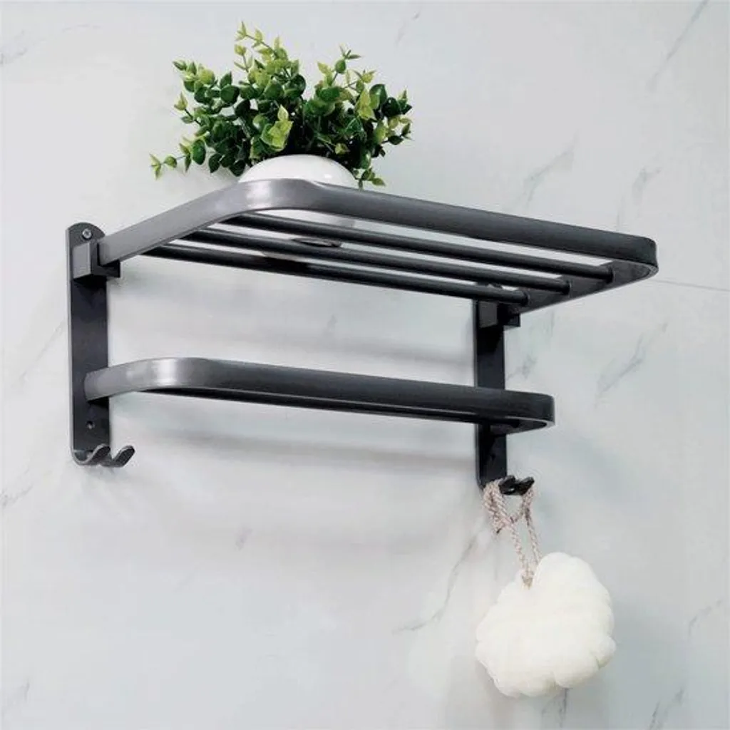 Support de baignoire en aluminium gris 38 cm - Tablette de rangement fixe