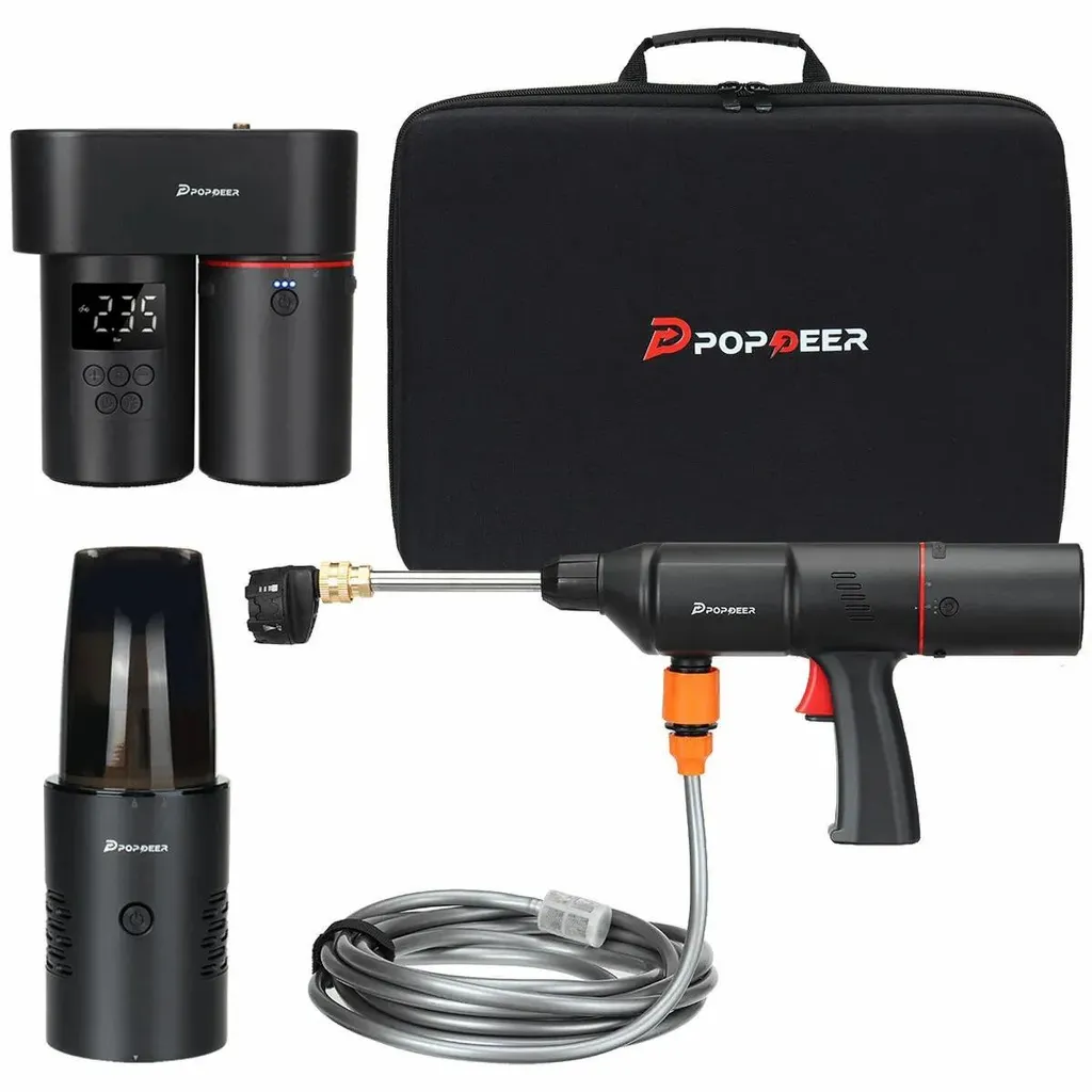Compresseur d'air portatif 4-en-1 avec aspirateur et batterie de secours