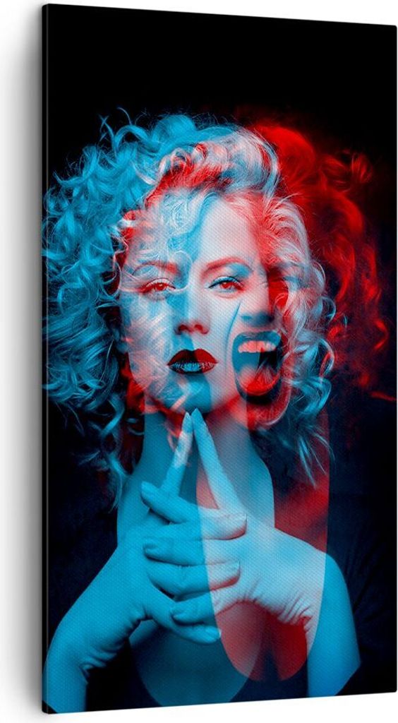 Bild auf Leinwand - Leinwandbild - Einteilig - Schwarz Frau Emotionen - 45x80cm - Wand Bild - Wanddeko - Wandbilder - Leinwanddruck - Bilder - Wand...