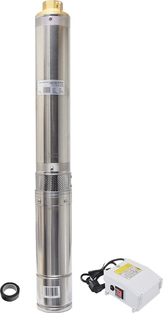 Agora-Tec 4 Zoll Brunnenpumpe Tiefbrunnenpumpe PREMIUM 370W-3.5-63 30m Kabel