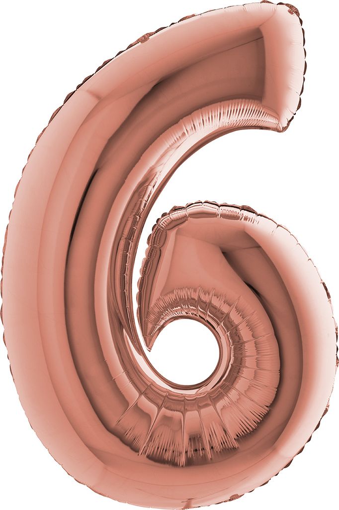 Riesenzahl Folienballon 40"/102cm | Rosegold Zahl: 6