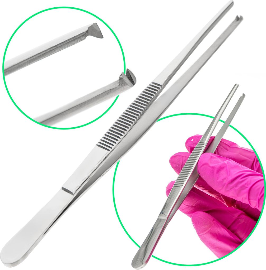 Metallpinzette Chirurgische Pinzette mit Zahnung 1:2 Stahl 18/10 Länge 160mm