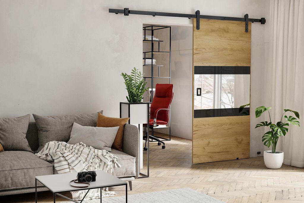 KIER FURNITURE MIA – Schiebetür Komplettset – 86x205x1,6 cm - Eiche Craft