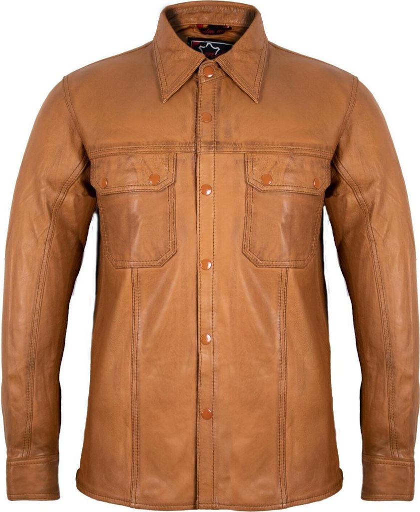 Lamm Nappa Lederhemd aus echtem Leder in braun(L)