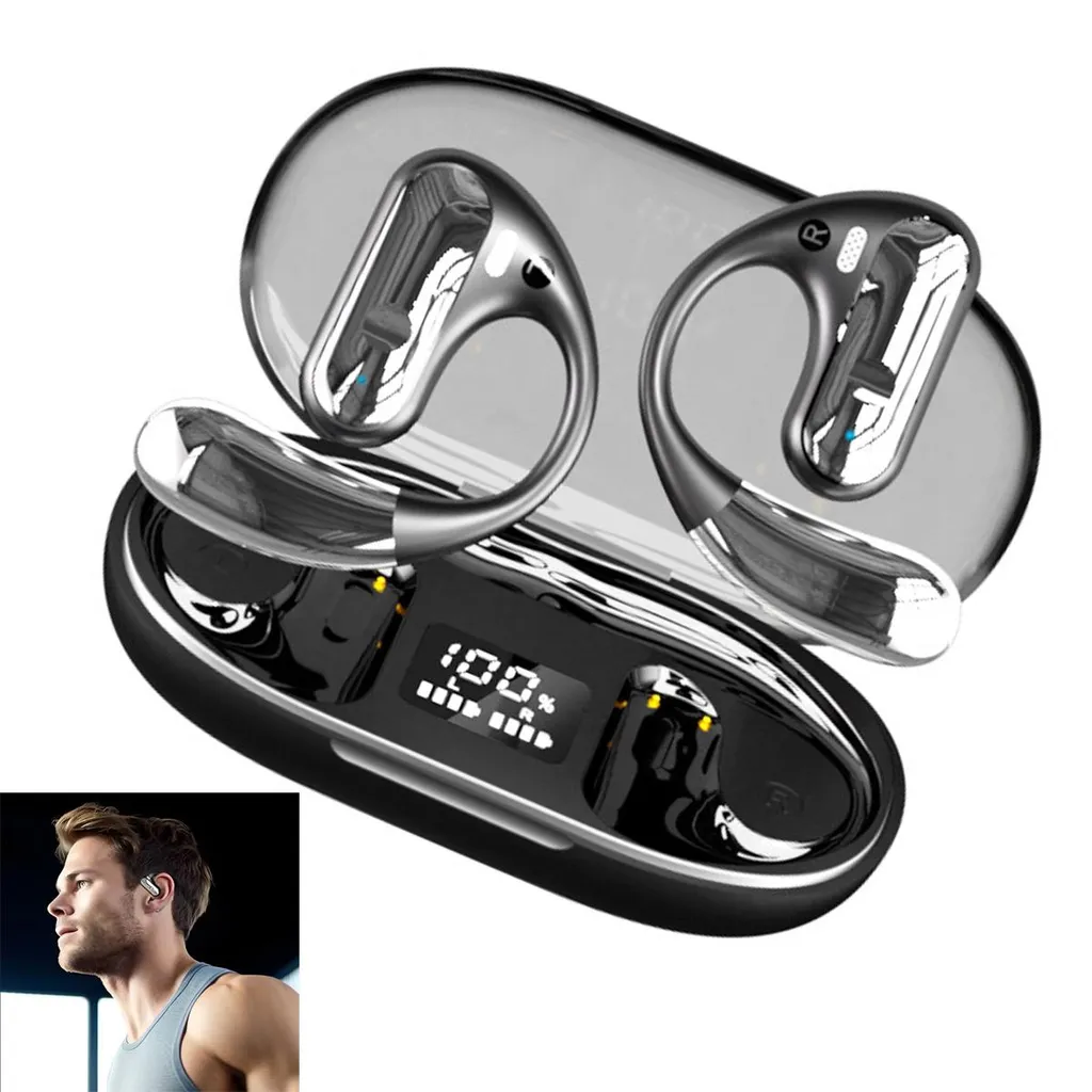 Übersetzer Kopfhörer, Open Ear Bluetooth Kopfhörer mit AI Übersetzer, 133 Sprachen, Bluetooth 5.3, 49H Akku, Sport Ohrhaken