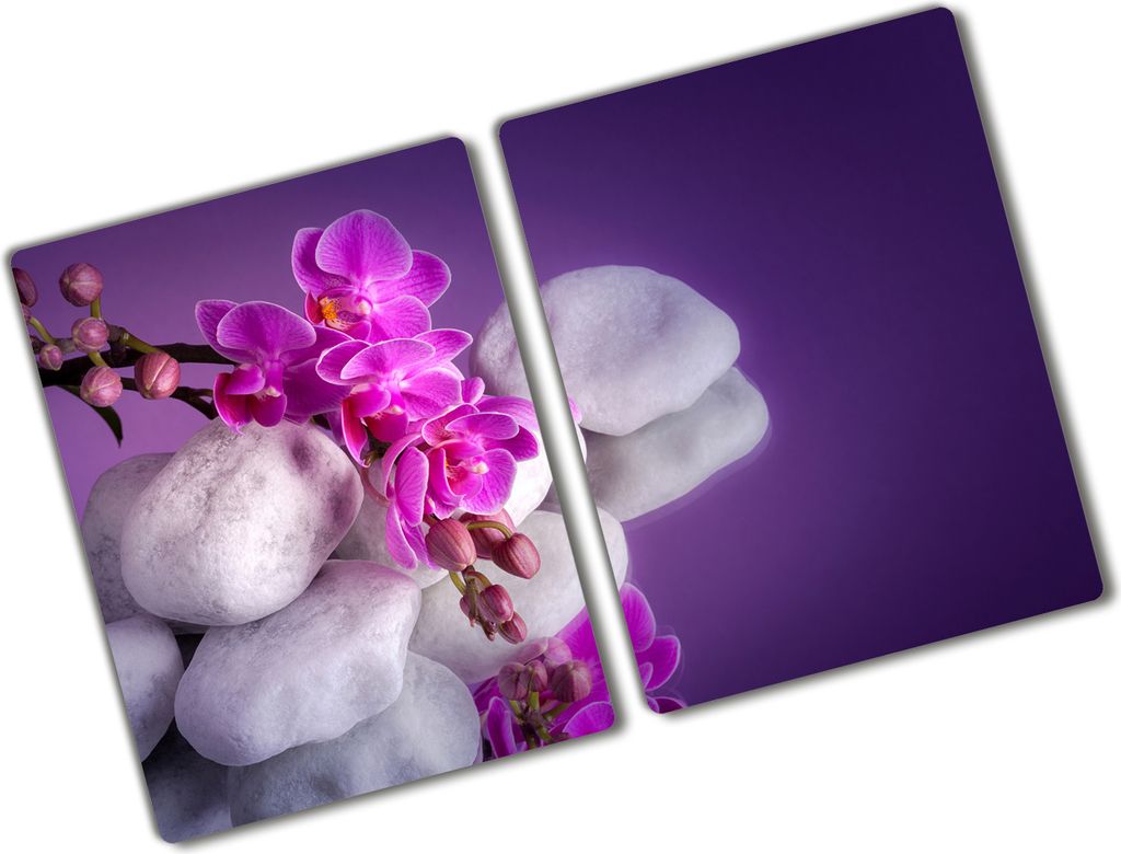 Tulup Glas Herdabdeckplatte - 2x40x52 cm - Glaskeramikkochfeld-Abdeckung Spritzschutz Glasabdeckplatte Kochplattenabdeckung und Schneidebrett - Zwe...