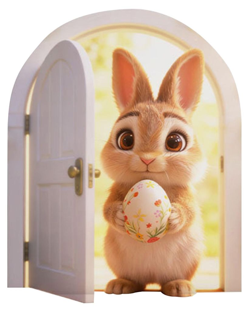 Wandaufkleber „Osterhase öffnet Tür“ – selbstklebend, lustiger Karottenhasen-Aufkleber für Toilette, Küche, Kühlschrank, Wohnzimmer, Sch...