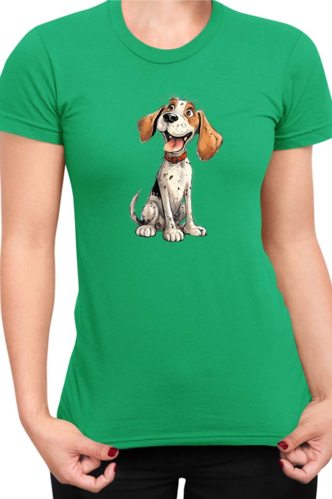 Damen T-Shirt Funny Dogs Breeds Beagle Dog Breed 010, Lady L / Grün
