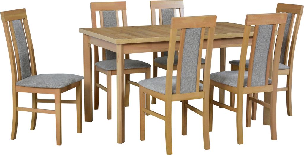 Esszimmer-Set 6x "Nilo 2" Stühle + "Modena 1 P" Tisch