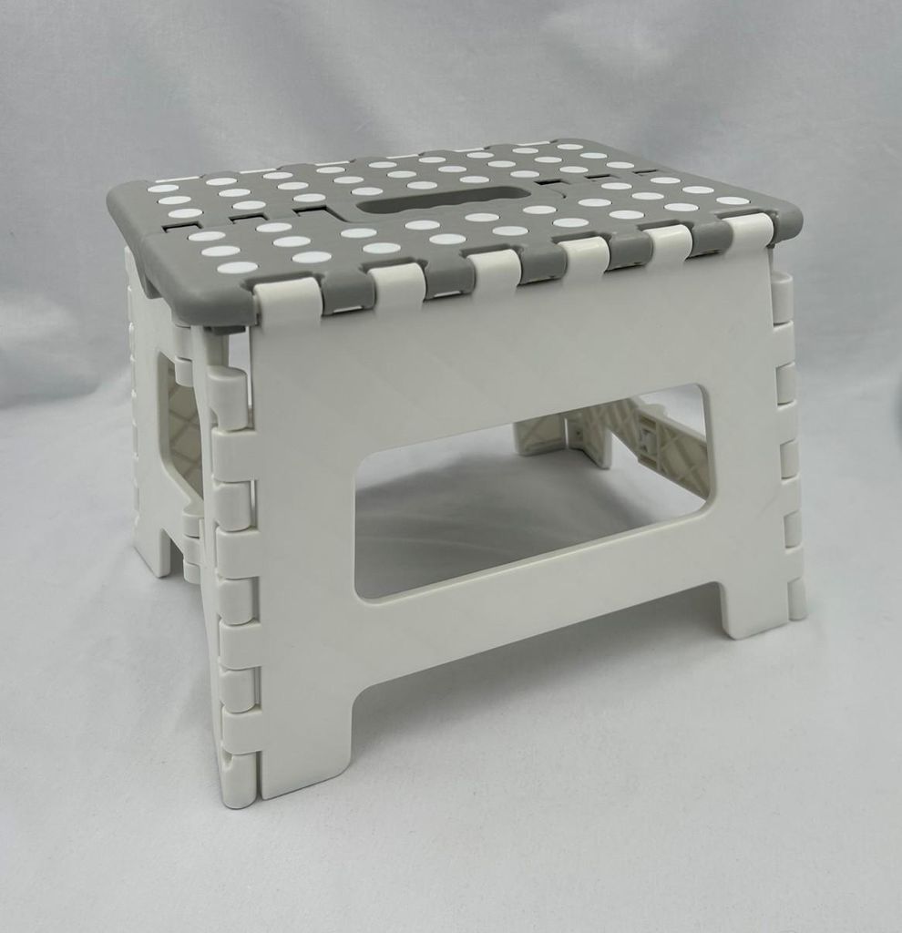 Klapphocker, Klapptritt, Tritthocker Grau/Weiß Faltbar H22cm bis 150KG