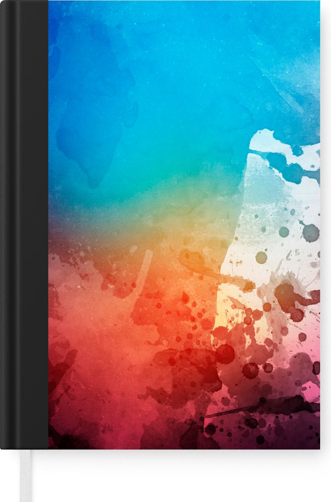 MuchoWow Notizbuch Tagebuch Haushaltsbuch Notebook A5 Wasserfarben - Orange - Rot - Blau - Notizblock - Notizheft - Notebook - Schreibblock - Papier