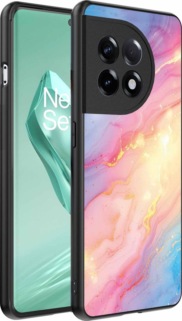 Geeignet für OnePlus 12R Telefon Fall mit Regenbogen Glitter Marble Print - TPU Backcover Fall Regenbogen Glitter Marble Design - Smartphonica