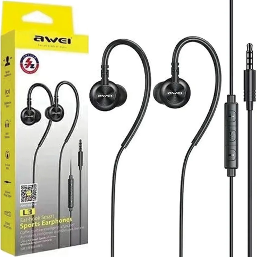 Auricolari Sportivi Awei L3 con Gancio: Stabilità Totale e Bassi Deep