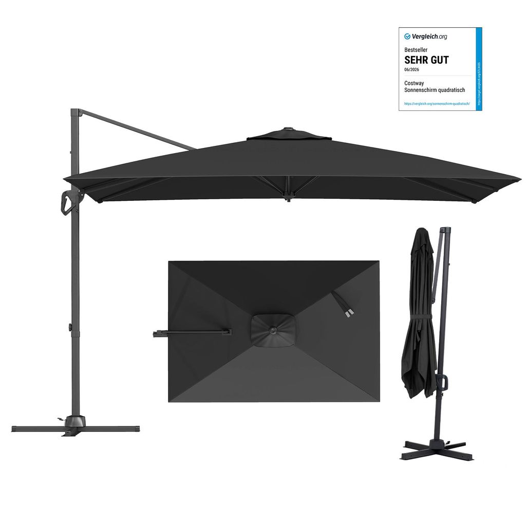 Slnečník COSTWAY 300 x 200 cm, hliníkový slnečník s kľukou, Obrázok produktu 