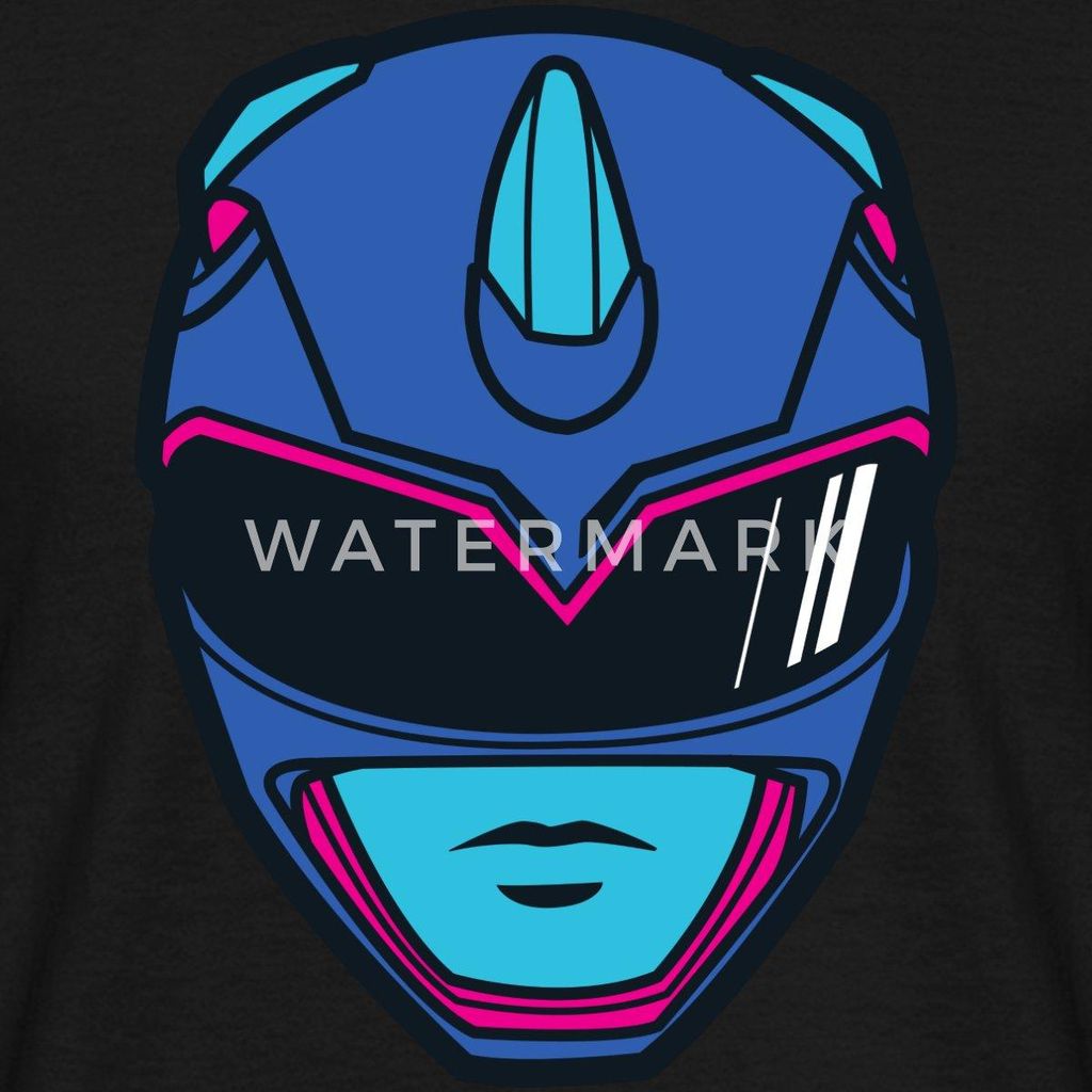 Spreadshirt Power Rangers Blauer Ranger Helm Männer T-Shirt, XL, Schwarz