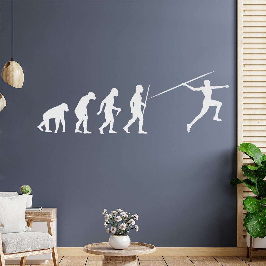 Speerwurf Evolution Wandtattoo Wandaufkleber Wall Sticker - Dekoration, Küche, Wohnzimmer, Schlafzimmer, Badezimmer