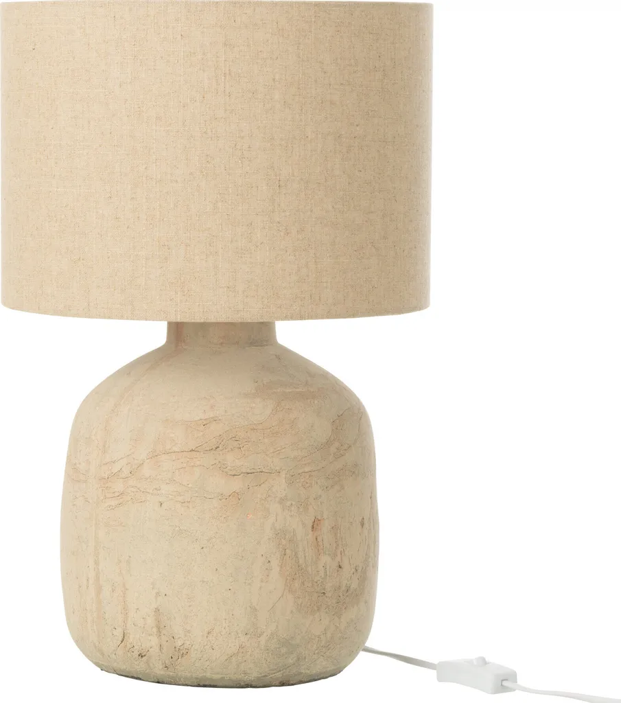Lampe de Chevet Mia J-Line Terracotta - Petite Lampe à Poser Déco Beige