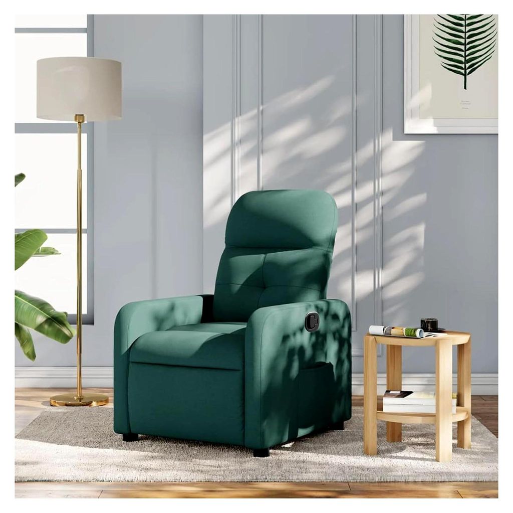 Komfortabler Relaxsessel Dunkelgrün - Manuelle Verstellung & Praktische Seitentasche