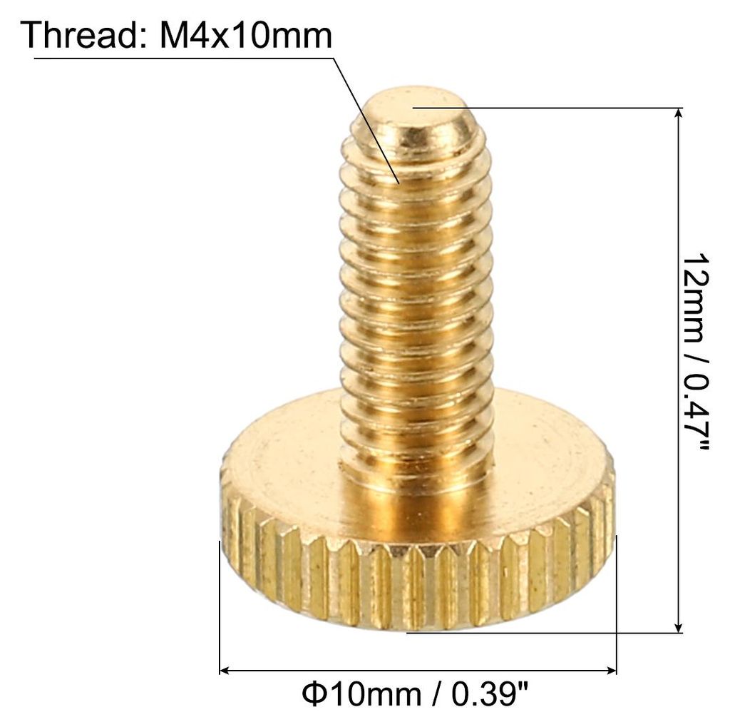 10Pack M4x10mm Ger?ndelt Daumen Schrauben Flach Spitze Messing Schrauben Griffe Kn?pfe Befestigungen mit Geraden Schultern fš¹r Retro Lampen Lichter