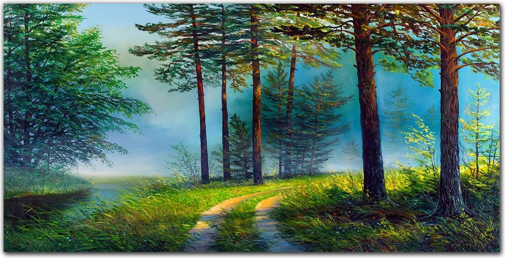 Coloray Küchenrückwand 100x50 Spritzschutz aus Glas - Waldbäume Natur