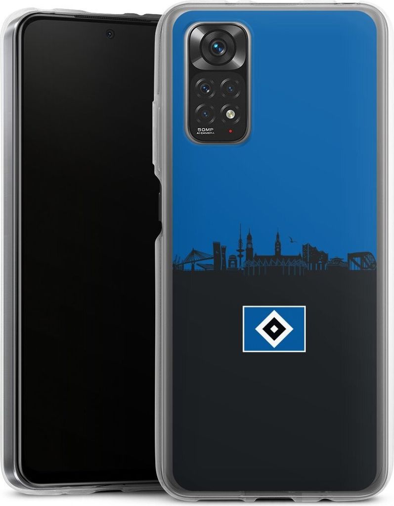 DeinDesign Handyhülle für Xiaomi Redmi Note 11 4G Silikon Hülle Case Smartphone Schutzhülle HSV Hamburg Skyline