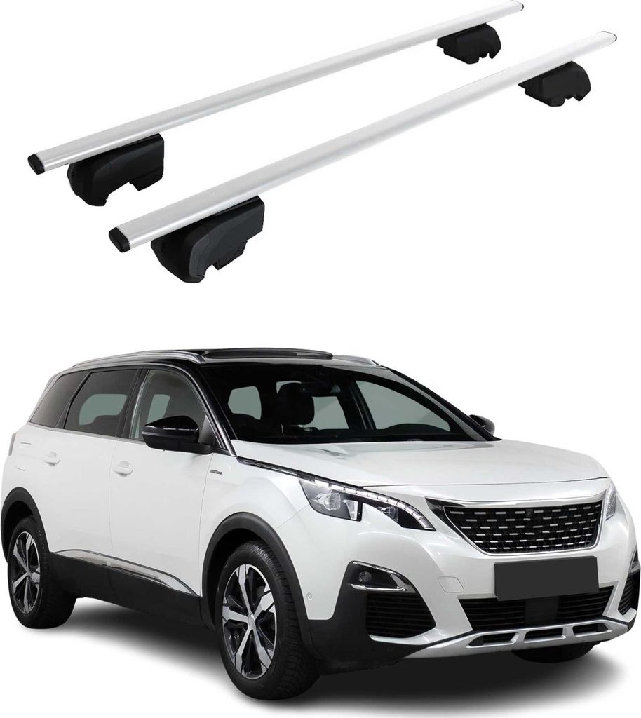 Dachträger Gepäckträger für Peugeot 5008 2017-2023 Grundträger ABE Silber 2x