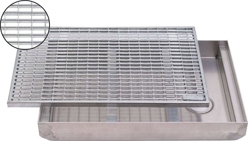 ACO Maschenrost mit V-Stab Fußabtreter + Emco ALU Bodenwanne Schuhabstreifer Abtreter Wanne,Größe:60x40cm