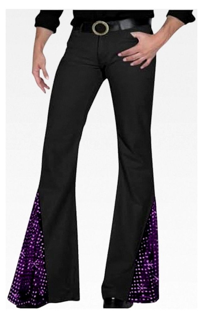 Pailletten Schlaghose Herren Vintage Flared Trousers Glänzend Ausgestellte Hose