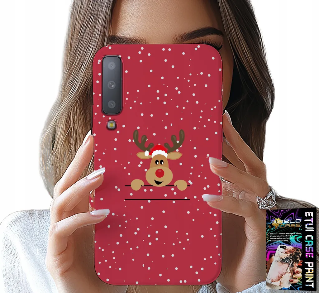 Custodia Per Samsung A7 2018 - Renna Di Natale + Vetro