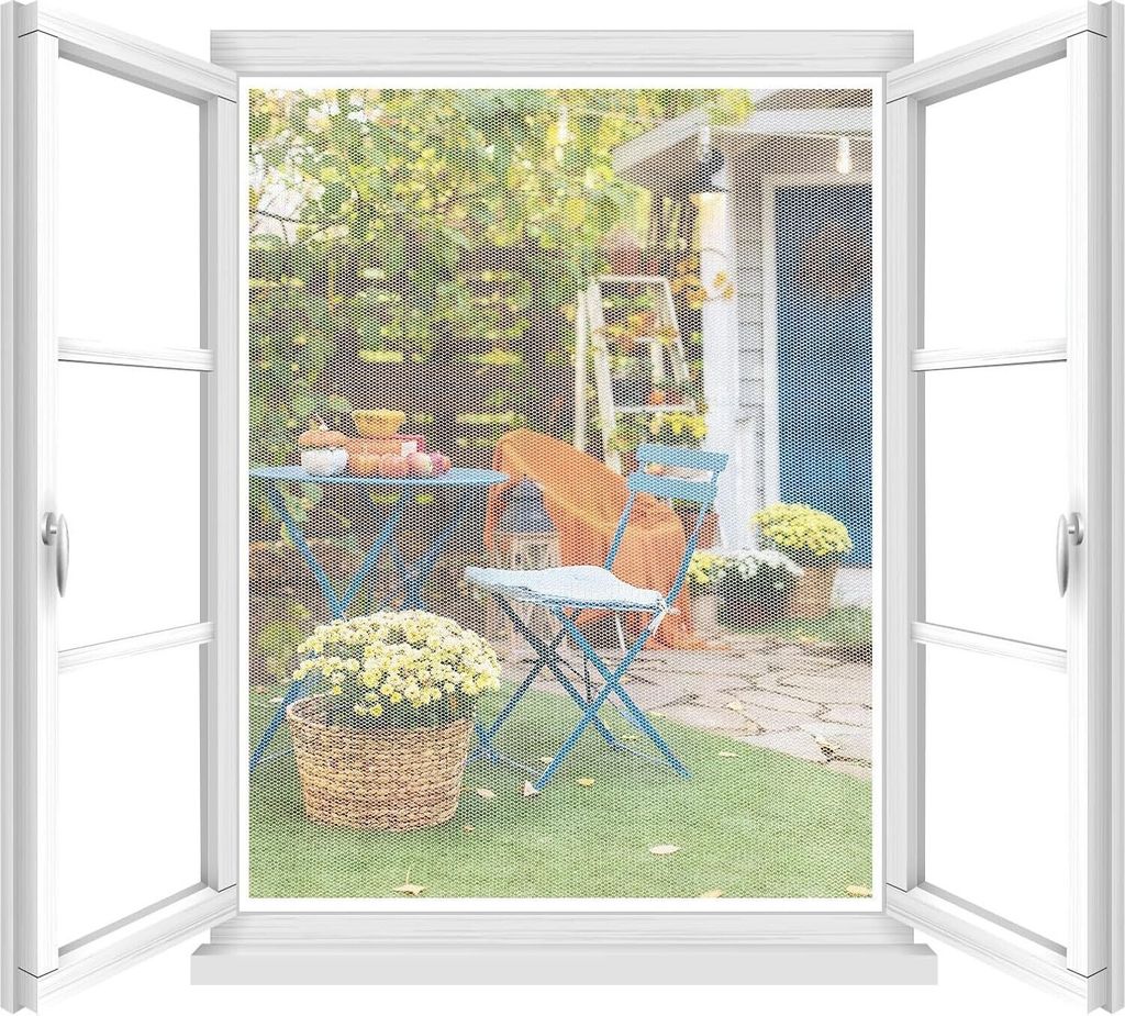 2 Stück Fliegengitter Fenster, 150 X 180 cm Insektenschutz Fenster Zuschneidbar Mückenschutz Fenster mit Selbstklebend Klebeband, Moskitonetz Fen...