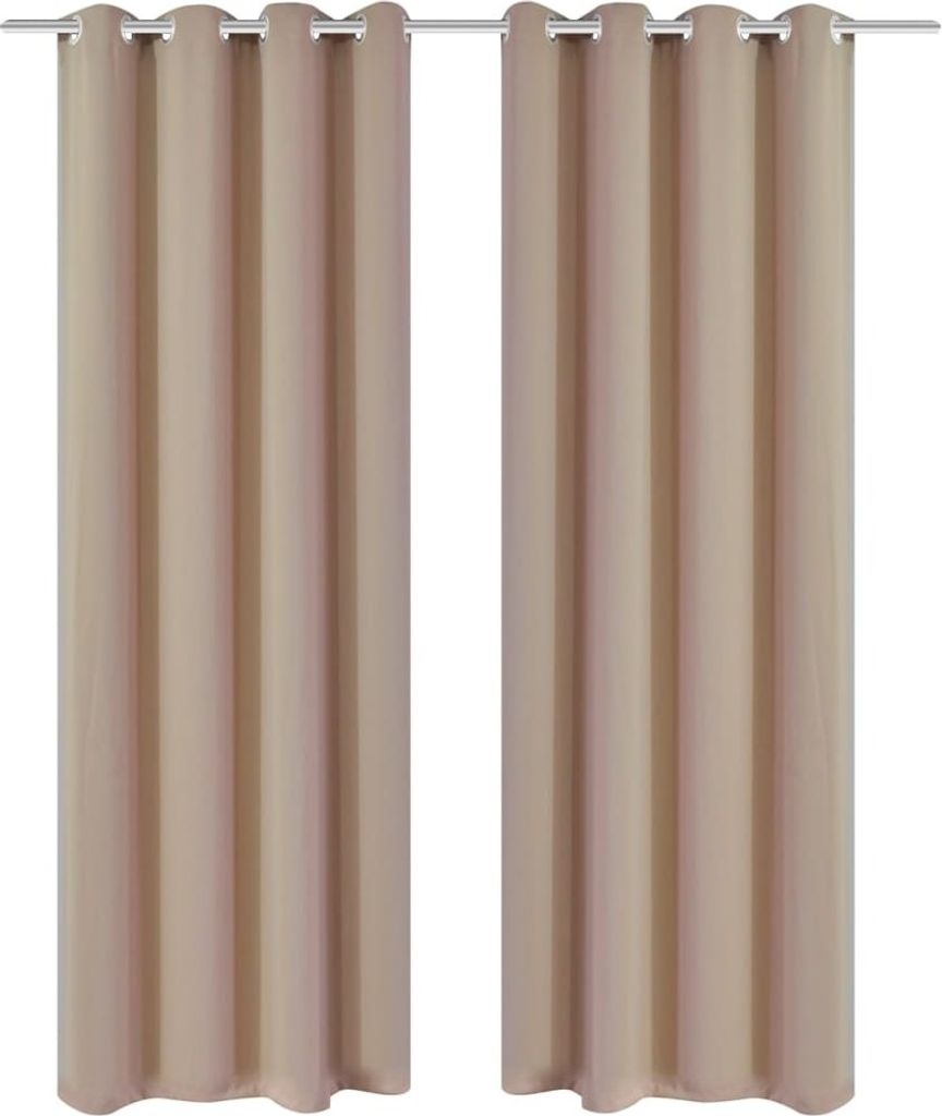"im Angebot" Verdunkelungs-Vorhänge mit Metallringen 135x245 cm Creme blackout - Gardinen & Vorhänge CC50