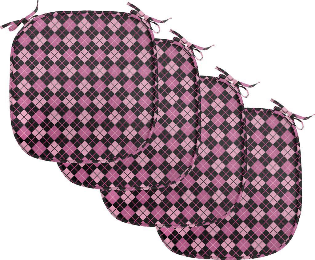 ABAKUHAUS Kariert Polster für Esszimmerstühle, geometrische Feminine, Dekoratives wasserfestes Kissen mit Riemen für Küchensitze, 40 cm x 40 cm...