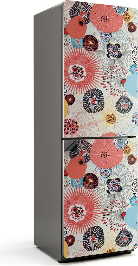 Abstrakte Blumenmuster – Magnetische Kühlschrank Abdeckung – Dekorfolie magnetisch Küche – Kühlschrank Magnet Deko – selbstklebende Magn...