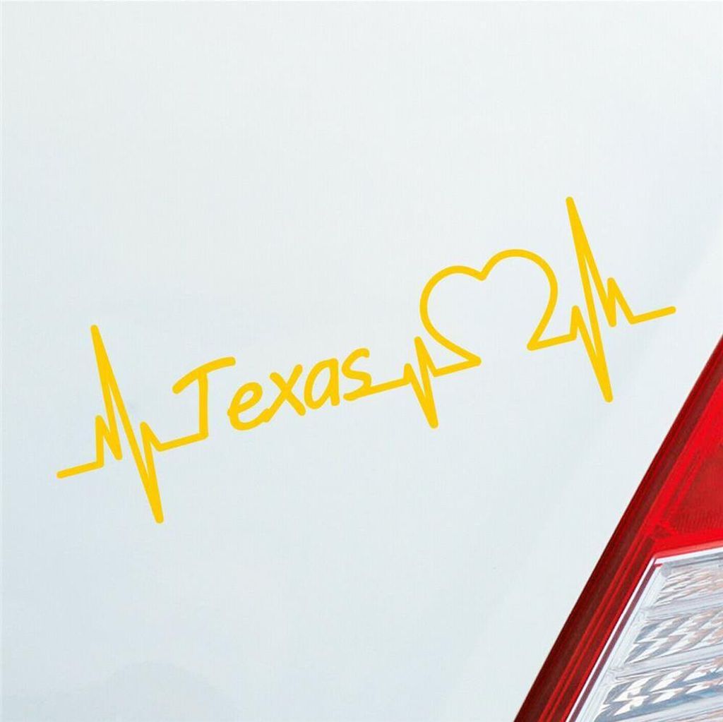 Auto Aufkleber Texas Herz Herzschlag 19x6 cm Gelb Sticker Heckscheibenaufkleber