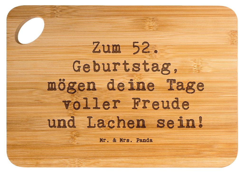 Mr. & Mrs. Panda Hackbrett Spruch 52. Geburtstag Freude - Transparent - Geschenk, Küchenbrett, wertschätzende Geschenke, Frühstücksbrettchen, S...