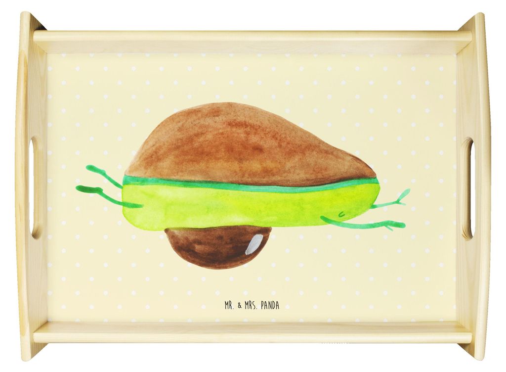 Mr. & Mrs. Panda sofatablett Avocado Yoga - Gelb Pastell - Geschenk, Hilfe, Humor, Bauch, Servier Tablett, Serviertablett, Haha, Sport, holz, Sofa,...