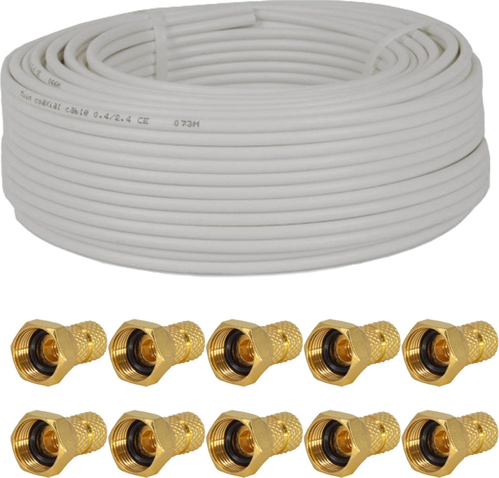 PremiumX 25 Meter Sat Koaxial Kabel 90dB Twin Mini, weiß + Produktbild 