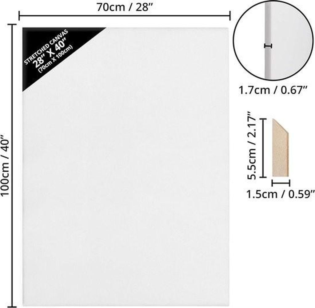 70 x 100 cm Extra große, vorgespannte Leinwandplatten, geeignet für Skizzieren und Zeichnen mit Acryl- und Ölfarben.