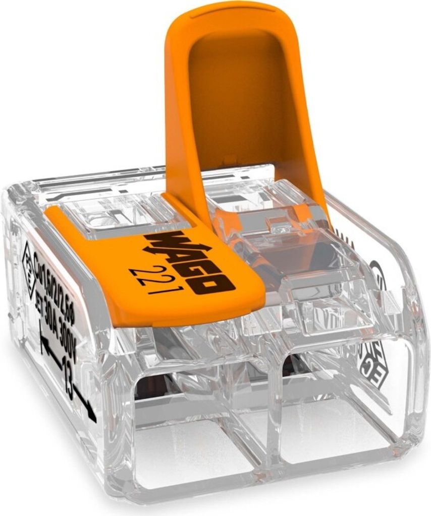 Wago 221-612, Gerade, 450 V, Orange, Transparent, EN 60664 Produktbild 
