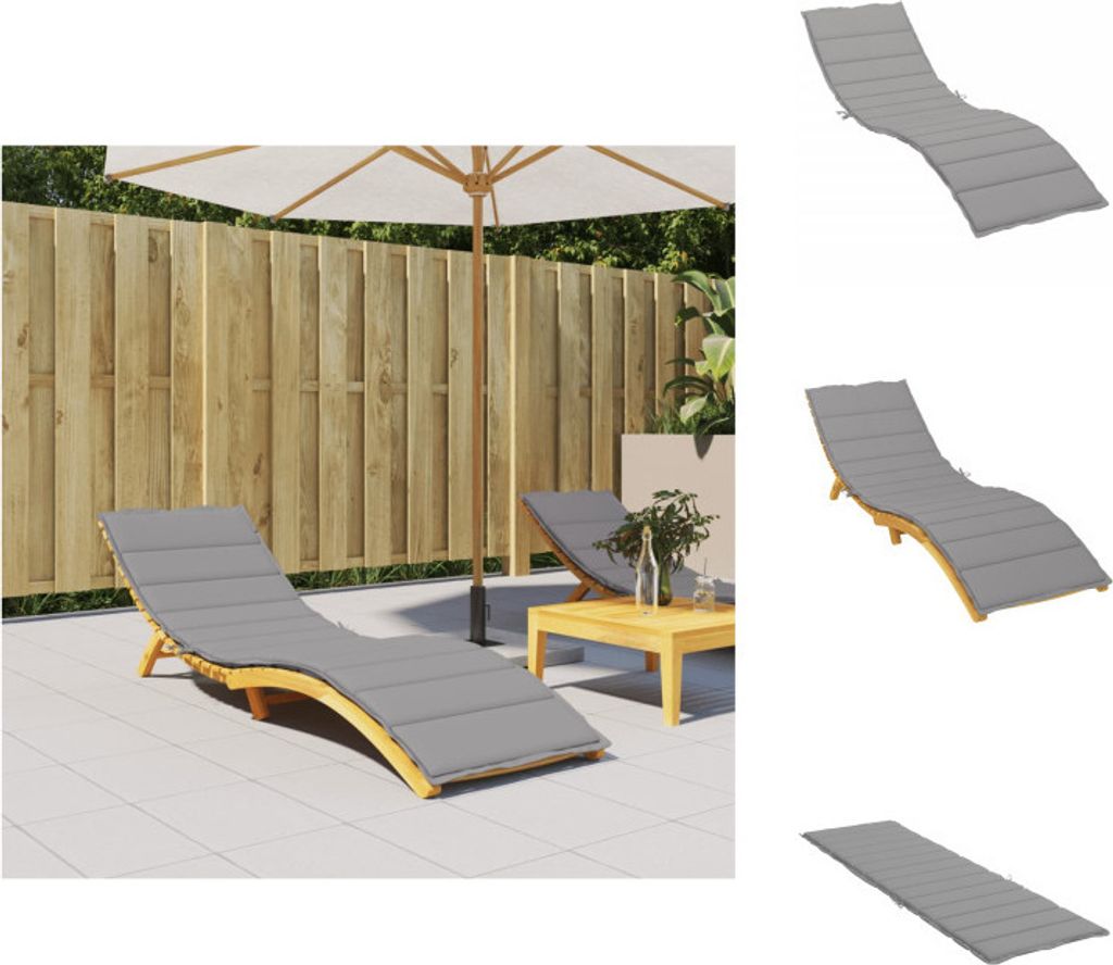 vidaXL Sonnenliegen-Auflage Grau 200x50x3 cm Oxford-Gewebe - Sitzpolster
