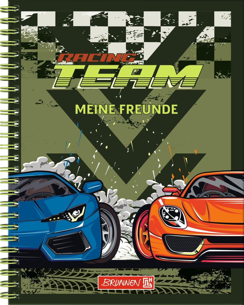 Baier & Schneider Freundebuch Fast Wheels, 16x21 cm, 80 illustrierte Seiten, Wire-O-Bindung
