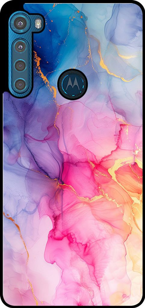 Smartphonica Phone Case Fit für Motorola One Fushion Plus mit Marmor-Druck - TPU zurück Abdeckung Fall Marmor-Design - Regenbogen