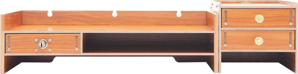 Schreibtisch-Organizer - Monitorständer mit 3 Schubladen - Für 25–51 cm Monitore - Tragkraft 5 kg - MDF - Größe 48×20×13,5 cm - Holzoptik