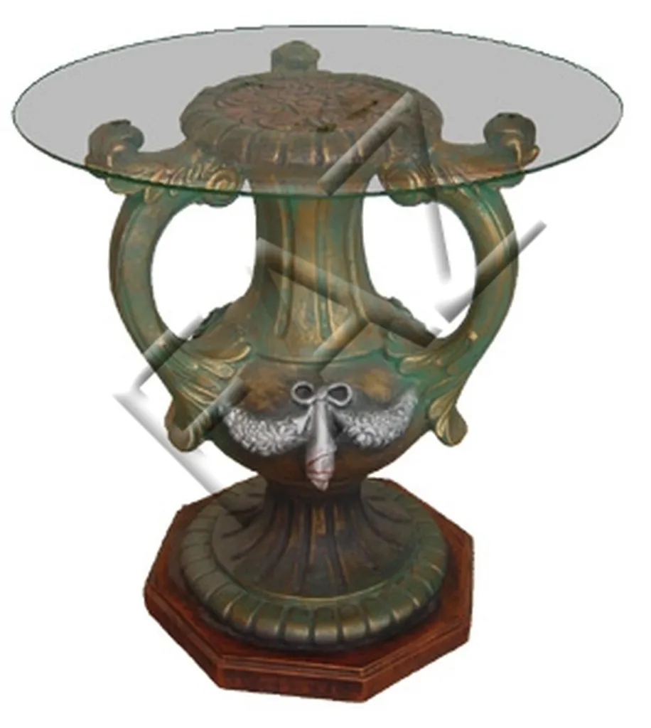 Table ronde en verre stable et robuste avec statue socle décorative