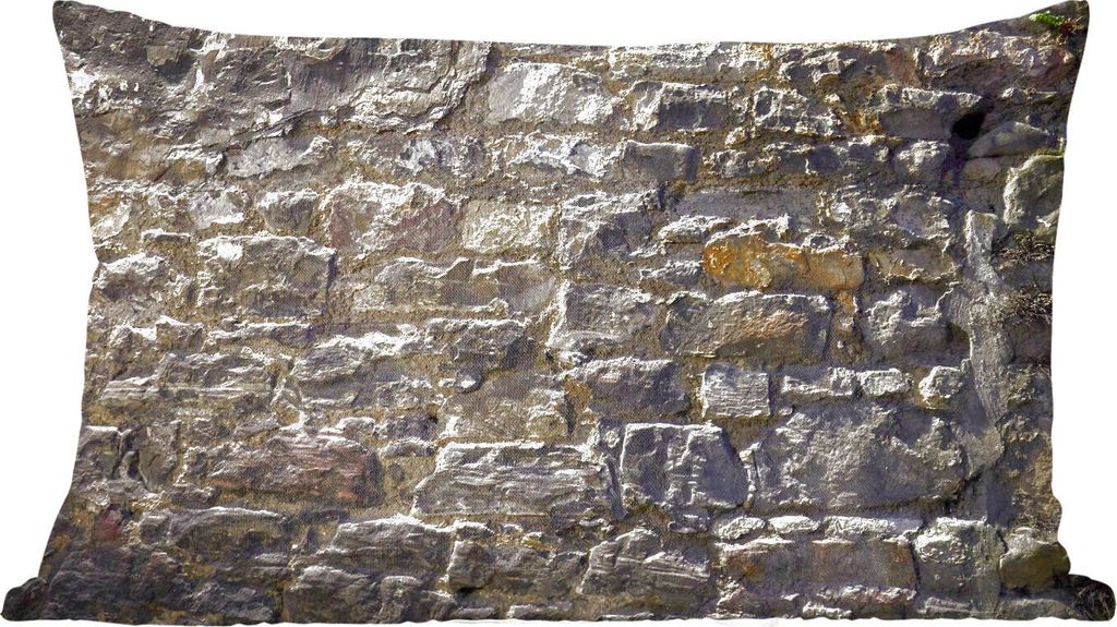 MuchoWow Zierkissen Sofakissen Wohnzimmer Dekokissen 50x30 cm Wand - Steine - Grau - Wohnzimmerdekoration - Polster mit Photo