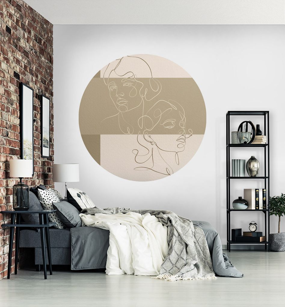 Fototapete Cheri Oneline Art grün rund, Material:Superior Vlies 350g/qm, Größe Tapete:195cm rund