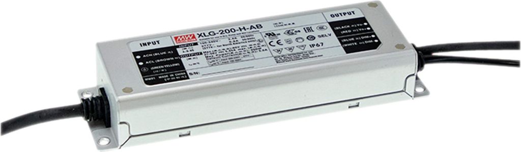 MEANWELL XLG-200-H-A, AC-DC LED-Installationsnetzteil, Metallgehäuse, IP67 200W 27-56V 1750-5550mA CP